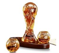 750ML Decanter Whisky Scultura Statua - Set Di Sculture In 3D A Forma Di Trofeo Di Calcio, Bottiglia Di Liquore In Vetro Con 2 Bicchieri, Statuetta Creativa A Forma Di Bottiglia Di Vino