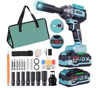 750Nm - Chiave a urto senza fili, 21 V 1/2 pollice Avvitatore a urto elettrico con 2 x 4,0 Ah Batteria, caricatore rapido, prese a urto, avvitatore a urto con prese per auto e casa