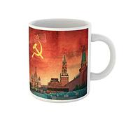 759 Tazze Bandiera della Rivoluzione della Russia Comunista Sovietica Russa Gialla Comunismo del Cremlino Tazzine da caffè Ceramica Tazze Originali di Caffee Divertenti Tazza da Caffe per Uomo Donna