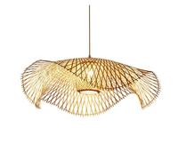 75cm Woved Chandelier Lamp Strap Wicker Lamps Southeast Asian Style Pendant Shade Double-Layer Decorative Lighting Hanging Light for Hotel Banquet Hall(55cm)