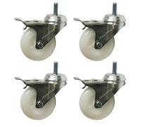 75mm 7.6cm Bullone foro frenati nylon rotelle con raccordo, Set di 4