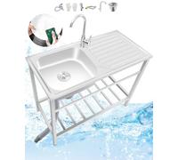 75X40 83X50 100X50cm Lavello Da Cucina Con Supporto Lavello In Acciaio Inossidabile Lavello Indipendente Con Rubinetto E Banco Da Lavoro Lavello Di Servizio Commerciale Lavello For Lavabo Industriale(
