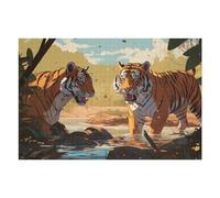 75x50cm/1000pcs Puzzle Per Adolescenti Two Tigers Confront Each Other in The Wild Puzzle Per Adolescenti Giocattolo Decorazione Da Parete Regali Per Donne Regali Per Amici E Familiari 75x50cm/1000pcs