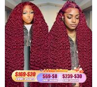 76.2-91.4cm Burgundy Colore Profondo Onda 13x4 Parrucca Capelli Ricci Moda Di Da