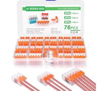 76 Pezzi Morsetti Elettrici, Terminali a Collegamento, Connettori per Cavi Elettrici, Cavi Combinabili Liberamente, Morsetti Elettrici 2 Vie, 3 Vie, 5 Vie, Accessori di Collegamento Alta Qualità