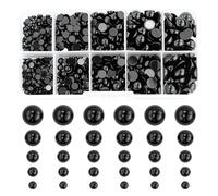 760 pezzi perle di colore nero,perle nere con retro piatto, 4/5/6/8/10 mm,perline per lavori a mano,gioielli fai da te,decorazione per matrimonio