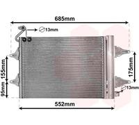 76005007 VAN WEZEL Condensatore, Climatizzatore per SEAT,SKODA,VW