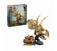 Lego jurassic world 76969 fossili di dinosauro: teschio di triceratopo, giocattolo con supporto e minifigure, giochi bambini 9+