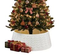 76cm Knitted Christmas Tree Skirt Soft Round Holiday Tree Collar Decor