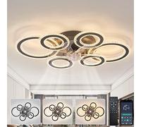 76cm Ventilatore Da Soffitto Con Luce Design Dc 108W Lampadari Con Ventilatore Moderno Silenzioso Reversibile Dimmerabile Timer Ventola Con Luce Da Soffitto per Soggiorno, Nero