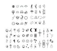 77 Modelli Diversi Tatuaggi Temporanei,JJiaoLinin Tatuaggi Temporanei Impermeabili Adesivi per Tatuaggi Finti Piccoli Realistico Tatuaggi Temporanei Set Nero Tatuaggi Finti per Adulti Uomo e Donne