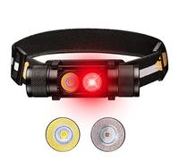 77outdoor Lampada frontale a LED ricaricabile rossa, H25LR/D25LR, potente e leggera, con 90 High CRI luce bianca brillante e luce rossa profonda 660 nm, ricarica USB C per campeggio, escursionismo