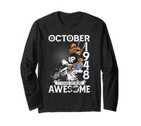 77th Birthday The Bear Legends October 1948 77 Years Old Men Maglia a Manica