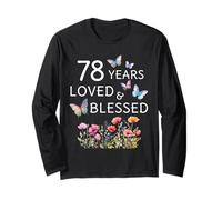78 Anni Amata, Fiore Benedetto, Farfalla, da Donna, 78° Compleanno Maglia a Manica