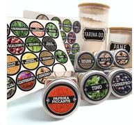 78 Etichette Ø 3,5 cm Spezie e Ingredienti in Plastica, Adesivo Extra, Impermeabili Lavabili, in Italiano, per Vasetti e Barattoli Dispensa Cucina, 67 Rotonde Spezie + 11 Zucchero Sale Farina Caffè