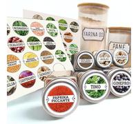 78 Etichette Ø 3,5 cm Spezie e Ingredienti in Plastica, Adesivo Extra, Impermeabili Lavabili, in Italiano, per Vasetti e Barattoli Dispensa Cucina, 67 Rotonde Spezie + 11 Zucchero Sale Farina Caffè