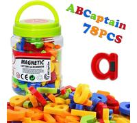 78 pezzi Alfabeto magnetico e numeri per frigorifero, in materiale plastico colorato, include ABC, 123 vocabolario, set di giocattoli educativi per bambini in età prescolare per imparare a scrivere, c