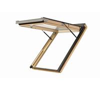 78 x 118 cm FAKRO OptiLight K-Vent lucernario in legno con funzione pieghevole, 2 vetri isolanti con ventilazione continua con telaio di copertura, set di isolamento e collegamento + telaio isolante