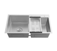 78 x 43 x 21 cm, lavello da cucina in acciaio inox doppio con scolapiatti e cestello, lavello per sottopiano con scarico di alta qualità, lavello da cucina in acciaio inox 304 per un pratico