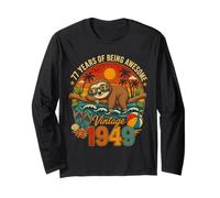 78th Birthday Retro Sloth Tropical Vintage 1948 78 Years Old Maglia a Manica