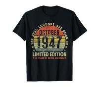 78th Birthday The Real Legends October 1947 78 Years Old Men Maglietta