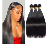 7A Capelli Umani Lisci Estensione Capelli Brasilian Hair Extensions 300g Capelli Lisci Naturali 100% Veri Human Hair(10 12 14Pollici)