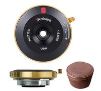 7artisans Obiettivo per fotocamera Pancake, messa a fuoco manuale, in pelle, compatibile con Leica M-Mount per Leica M, M10, M240M-P240, M-TYP246, M-P, M 262, M7 (nero oro)