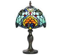 7CDXD Lampada Stained Glass da Tavolo 8 Pollici Vintage Lampade con Paralume in Vetro Colorato Artigianale e Base in Metallo per Decorare la Camera da Letto il Soggiorno lo Studio