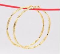 7cm 70mm Contorto Greco Chiave Cerchio Orecchini 14K Giallo Placcata Oro Argento