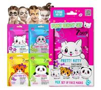 7DAYS Maschere Viso in Tessuto | Set Regalo Donna, Skincare Coreana Idratante e Antirughe | 4 Maschere ANIMAL con Vitamina C, E, A, B, Aloe Vera, Burro di Karité e Niacinamide - 4x33g