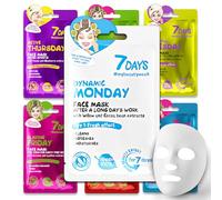 7Days Kit Maschere Viso in Tessuto Settimanale ad Effetto Idratante Purificante e Antirughe con Collagene Acido Ialuronico Burro di Karite ed Estratti Naturali per Skincare Donna Uomo e Bambini 7 pz
