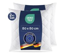 7dreams® 2 cuscini trapuntati in microfibra, 80 x 80 cm, adatti per chi soffre di allergie, certificato Öko-Tex, imbottitura in fibra, peso 1.000 g, lavabile a 95 °C