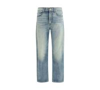 7FOR Blue Cotton Relaxed Fit Jeans - W30