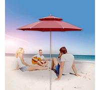 7ft/2.25m Beach Umbrella Market Table Umbrella with Vent And 8 Sturdy Ribs Double Umbrellas for Patio/Garden/O