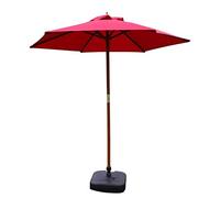 7ft Patio Umbrella Outdoor Garden Table Umbrella Yard Camping Pool Umbrella with Solid Wood Bracketine Red