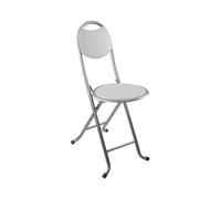 7H SEVEN HOUSE Eleonor Sgabello Pieghevole Alto con Schienale, Lega di Acciaio, Bianco, 32x36x73.5cm