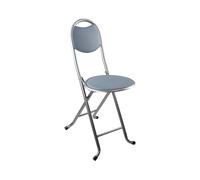 7H SEVEN HOUSE Taburete Plegable Respaldo Sgabello Pieghevole Alto con Schienale, Lega di Acciaio, Grigio, 32x36x73.5cm