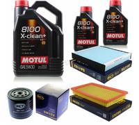 7L Controllo Set Motul 8100 x-Pulire+5W-30 per Nissan x-Trail 2.2 Di 4x4