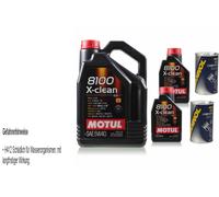 7L Olio Motore Motul 8100 X-Clean 5W-40 2x MANNOL Leak-Stop Additivo