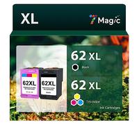 7Magic Regenerate Compatibile Cartucce 62 Nero e Colore Cartuccia 62XL Cartucce per Envy 5540 5740 7640 5547,Officejet 5740 200 250(Colore, Nero)