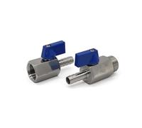 7mm 8mm 10mm 12mm Portagomma 1/8" 1/4" 3/8" 1/2" Filettatura Maschio Femmina 304 Mini Valvola a Sfera in Acciaio Inox Maniglia Inversa Blu(1I2 Male,8mm)