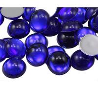 7mm Blue Sapphire Dark .NAB01 Flat Back Acrylic Round Cabochons Plastic Pearl Gems For Jewelry Making Costume Making Cosplay Jewels Embelishments - 100 Pieces