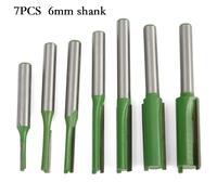 7Pc / Kit 6mm Gambo Singolo Doppio Flute Dritto Router Bit for Falegnameria
