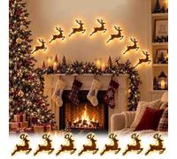 7pc Led Reindeer Wall Decor,3D Light-Up Wooden Reindeer Christmas Decor，A | 3d Antler Glow Wall Decor For Christmas,DIY Glow Wall Lights,Warm Backlit Peel & Stick,for Bedroom,Living Room,Hallway