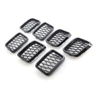 7Pcs Accessori Auto Per Jeep Per Grand Per Cherokee 2017-2021 Griglia Anteriore Griglia Nero Brillante Galvanotecnica Auto Griglia Telaio Griglia Anteriore(Bright Black)