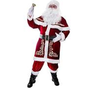 7pcs Babbo Natale Costume Natale Set Plus Size Deluxe Velluto Santa Suit per Uomo Adulti Adolescenti