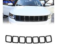 7PCS Car Anteriore Griglia Di Copertura Anello Inserti Telaio Finiture Kit Per Jeep Per Compass 2017 2018 2019 2020 Nero Opaco Griglie