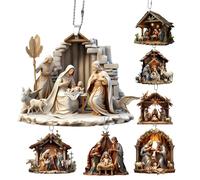 7pcs Christmas Tree Natity Scene Ornaments | La nascita delle decorazioni degli alberi di Gesù, ciondolo di natività acrilica 2d, ornamento commemorativo festivo per la casa