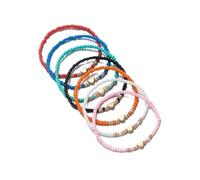 7Pcs Colorato Perline di Riso Braccialetto Set Per Le Donne Moda Cuore Fascino Elastico Perline Braccialetti Catena, Stretch, Metallo, Agata