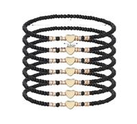 7Pcs Colorato Perline di Riso Braccialetto Set Per Le Donne Moda Cuore Fascino Elastico Perline Braccialetti Catena, Stretch, Metallo, Agata